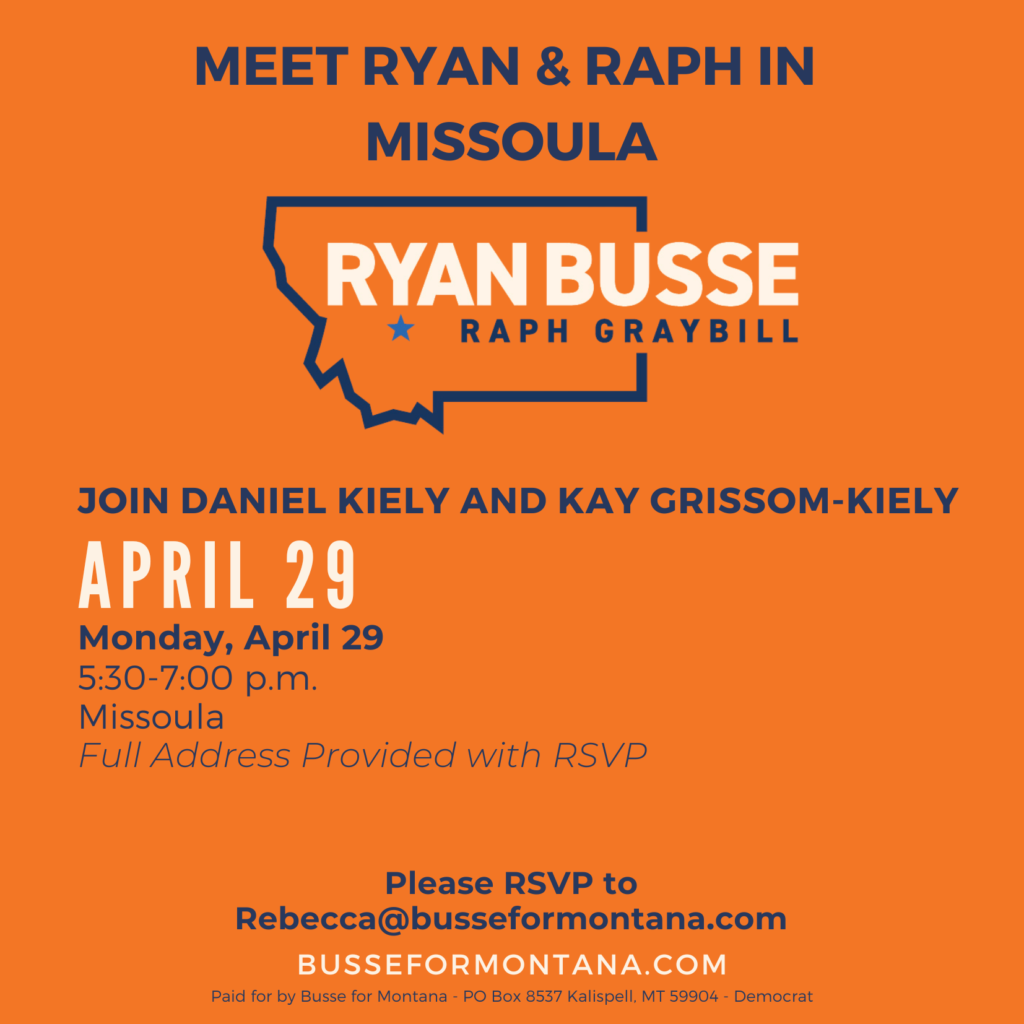 Event description: Monday, April 29, 2024. Please join Daniel Kiely and Kay Grissom-Kiely from 5:30 - 7:00 PM. For details and specific address, please email: rebecca@busseformontana.com